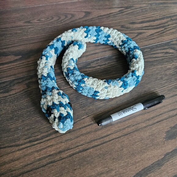 Crochet Snake | Plush | Ball Python | Green | Blue | Stuffed - Picture 3 of 3